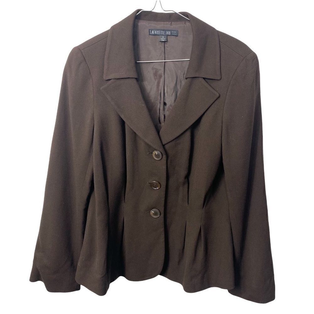 Lafayette 148 Wool Viscose Blend Brown Blazer